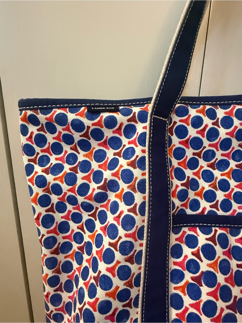 Lands' End Americana Large Zip top Boat Tote - Picture 3 of 5